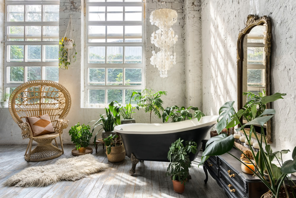 Immagine di bagno con piante